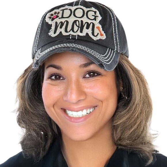 NEW NWT FUNKY JUNQUE Ballcap Dog Mom Bone Paw Patch Embroidery Hat Baseball Cap - Picture 3 of 11
